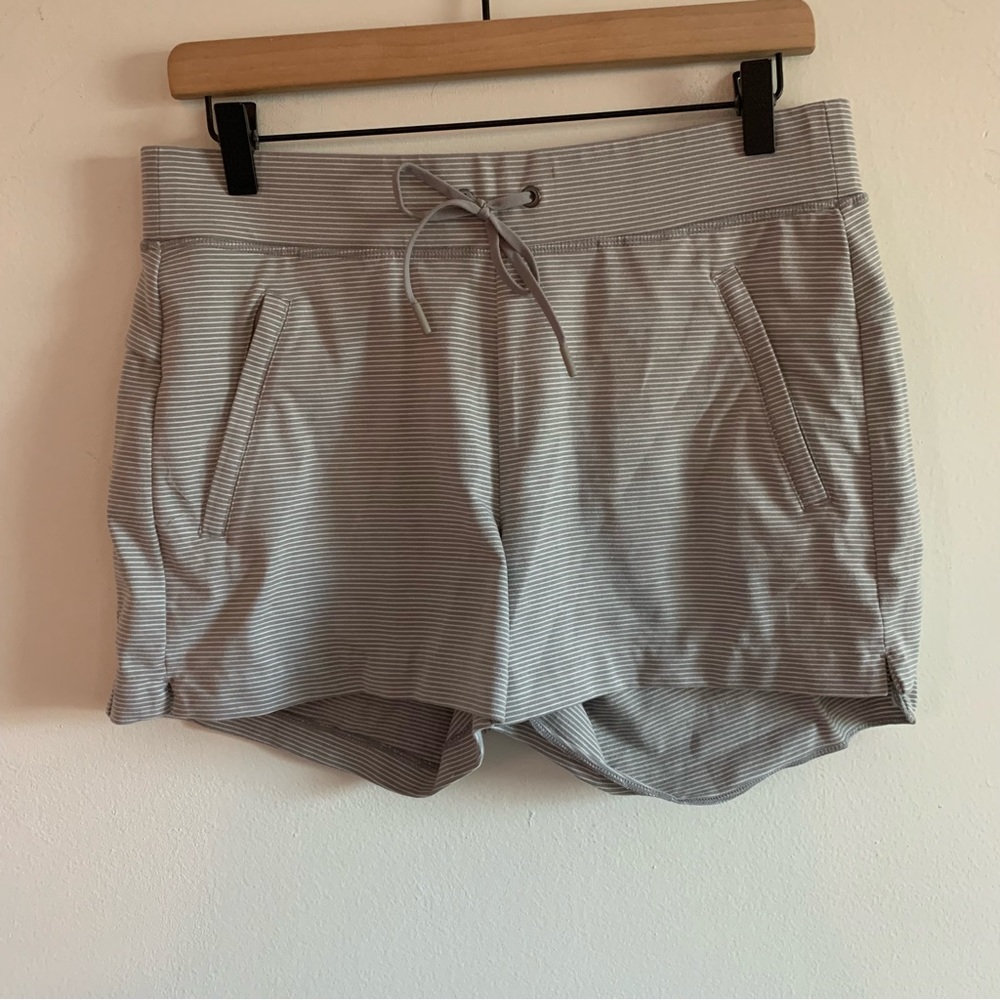 Athleta Grey and White Striped Shorts Size S